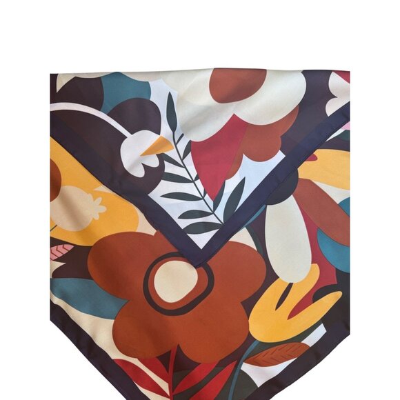 2/$30 Elegant Flower Satin Mosaic Silk Scarf Summer Colorful Daily Fashion - Picture 6 of 7